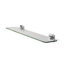 Shoreditch Wall Mounted Rounded Glass Shelf with Chrome Flexi-Fix Hinges 50cm