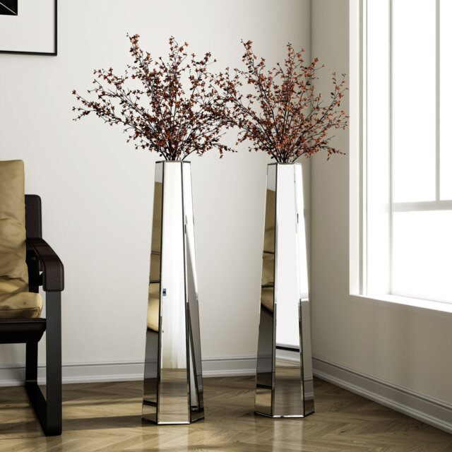 76cm Glass Flower Tall Vase Room Decor Set of 2