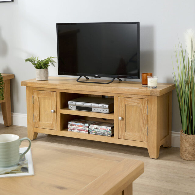 Cooksey Fully Assembled 2 Door Cabinet TV Stand with Media Shelves