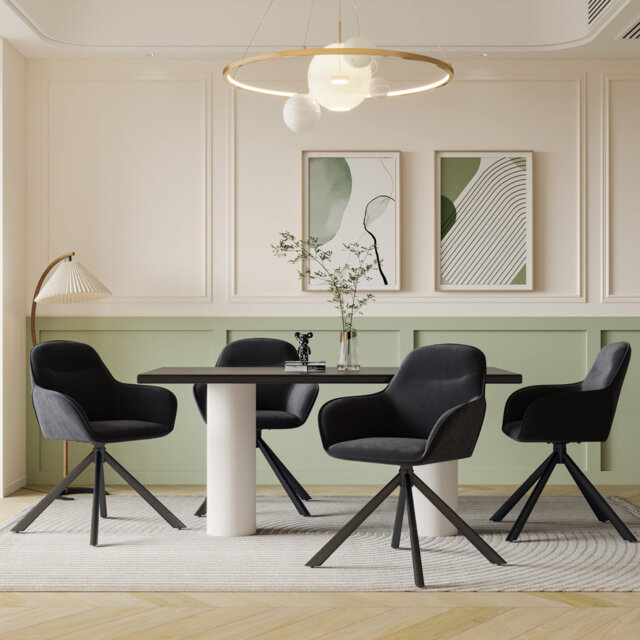 48.5cm H Fabric Upholstered Dining Chair with Arm