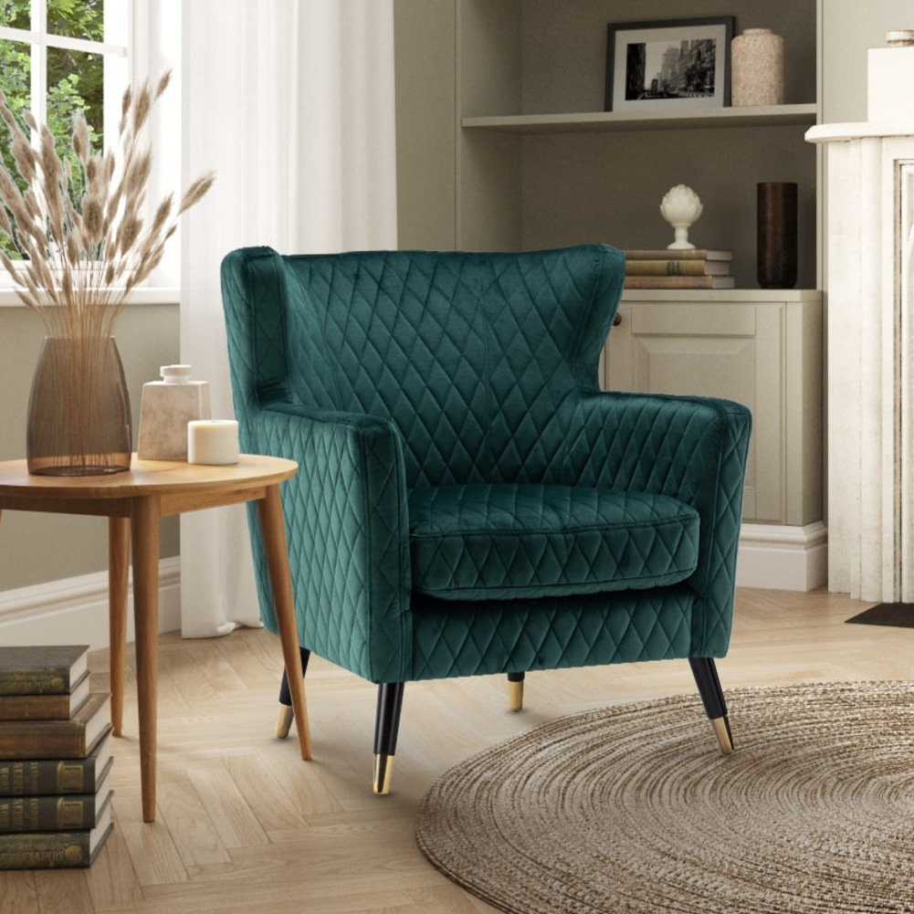 Accent Chairs Wayfair Green Velvet Chair Ghita Quilted Accent