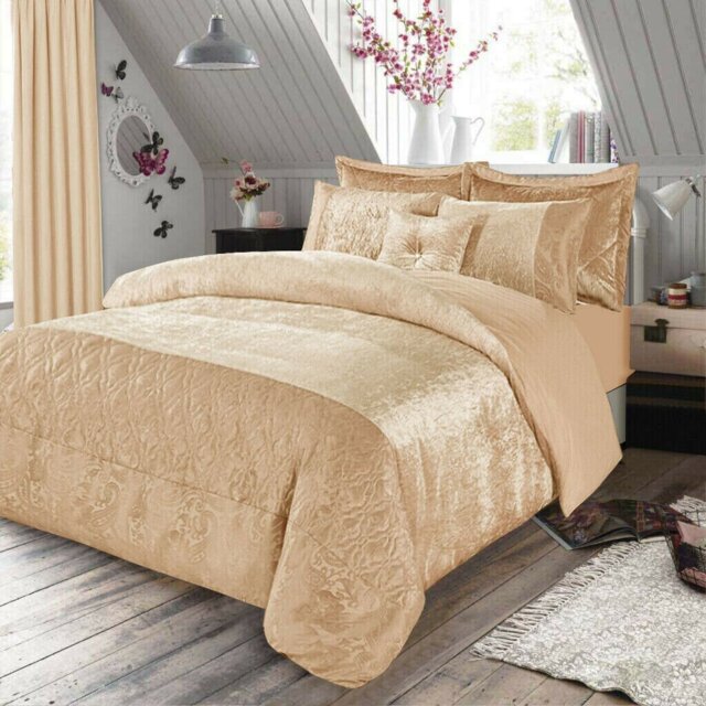 Santiago 3 Piece Crushed Velvet Duvet Cover Set Ultra Soft Luxurious and Easy Care Bedding