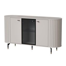 Zante Three Door Sideboard With Grooves And Glass Front 150 cm