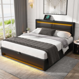 Hawthorne Multifunctional Upholstered Bed With USB Ports And LED Lighting