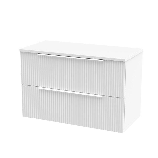 Fluted 805mm Wall Hung Single Vanity Unit with Worktop