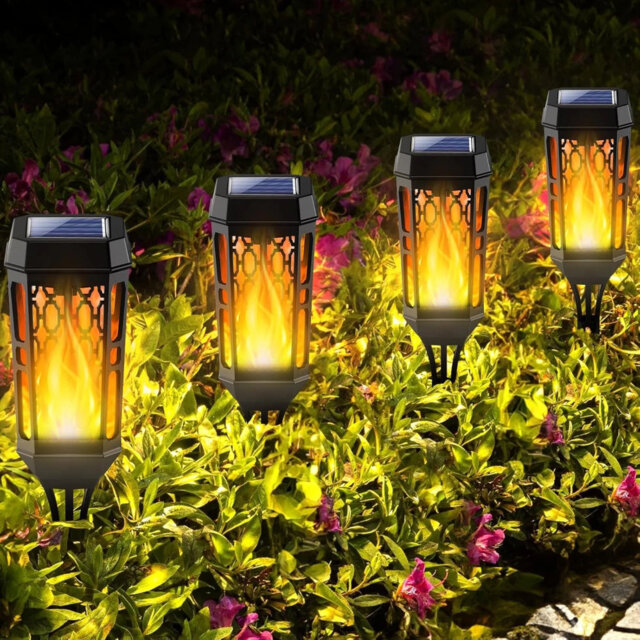 Realistic Flame Effect Solar Torch - Dancing Light For Garden And Landscaping