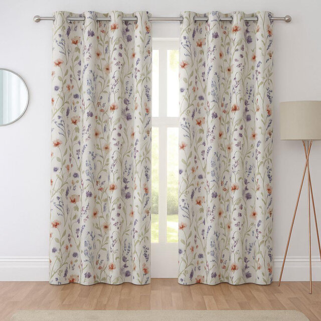 Cotton Blend Room Darkening Grommet / Eyelet Curtain Panel Pair