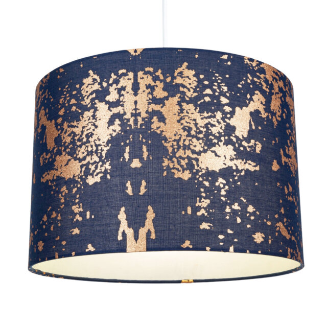 Modern Cotton Fabric Lamp Shade with Delicate Foil Decor for Table or Ceiling