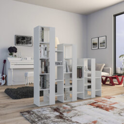 Modern Staircase Design Divider Bookcase with 21 Open Shelves