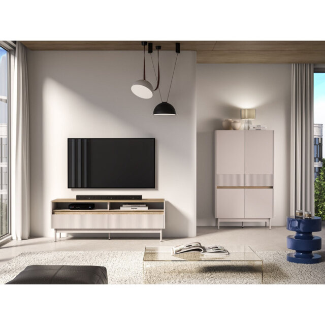 Dunea TV Unit Two Drawers and Shelves 154 cm Cashmere Oak