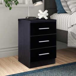 Eva High Gloss 3 Drawer Bedside Table - H: 59.5cm x D: 38cm x W: 39.5cm