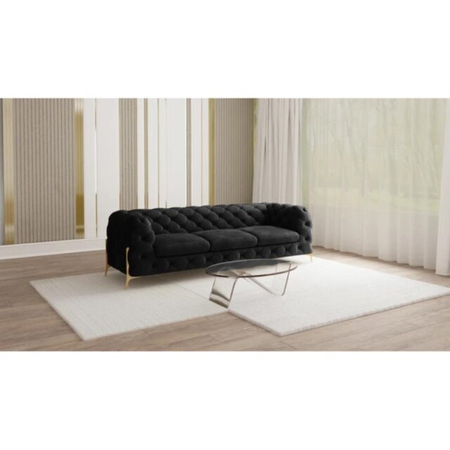 Chesterfield Sofa Set 3+2+1 Hanks with Gold Metal Legs