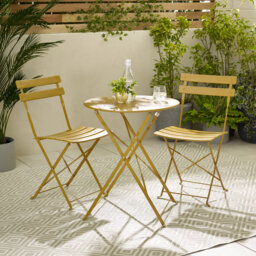 Laster Garden Dining Table Set With 2 Matching Dining Chairs - Patio Bistro Set for Modern Garden