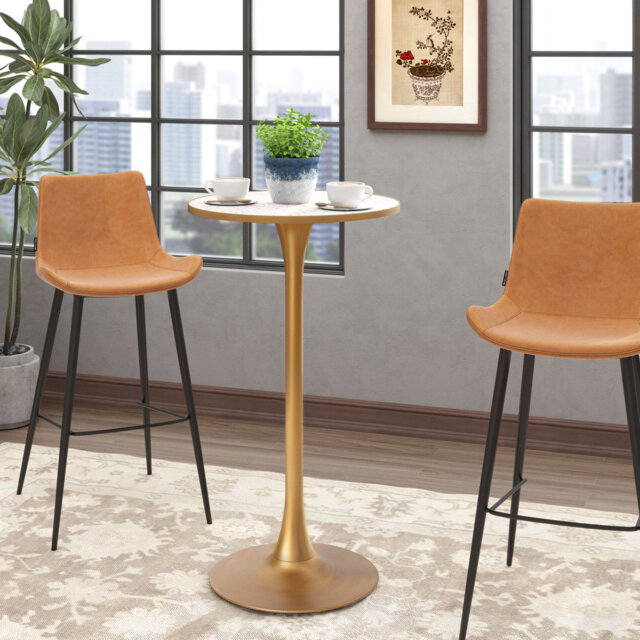 Bralie 60 W x 106H CM  Round  Bar Table Restaurant Tall Pedestal Dining Table And Bistro Table