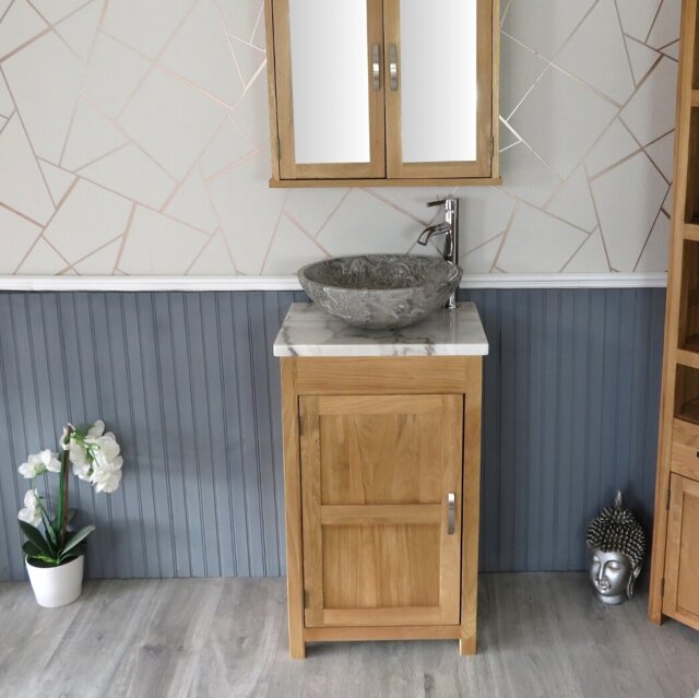 Scrivner 515mm Single Bathroom Vanity with Vessel Stone Basin