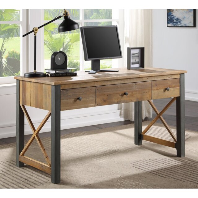Janeeka Solid Wood Steel Executive Desk