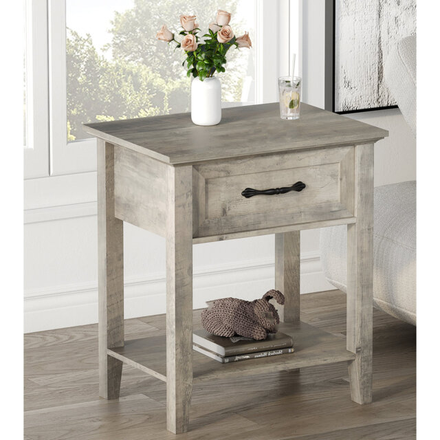 Square Nightstand With Storage Drawer For Bedroom Nursery Living Room