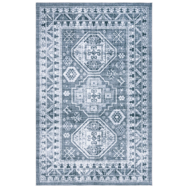 Arizona Legacy Machine Washable Non-Slip Area Rug In Ivory & Grey