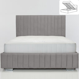 Aylei Wingback Ottoman Storage Bed - Plush Velvet Gas Lift Bed Frame with Headboard