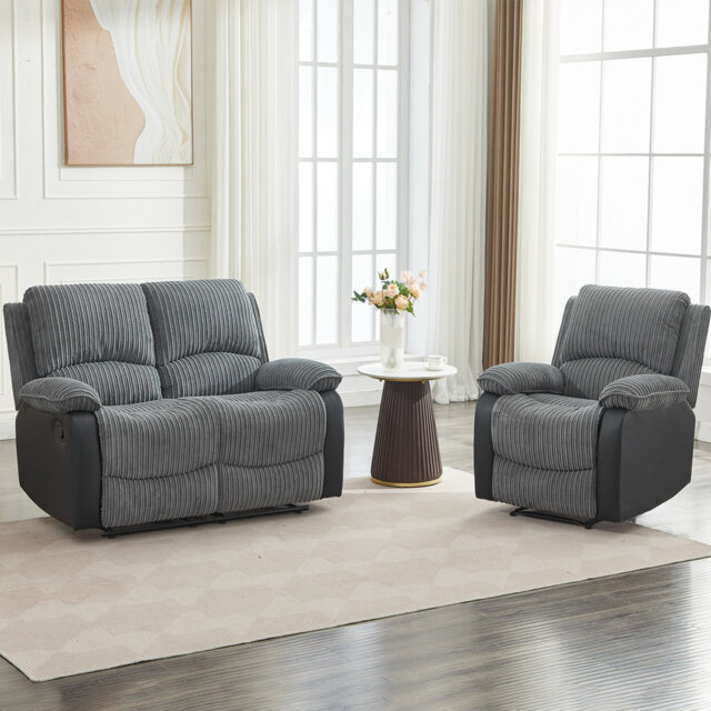Reclining Sofa Sectional Recliner Plush Corduroy Couches Set Sofa