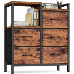 5-Drawer Mobile Filing Cabinet with Open Storage Shelf â Rolling Printer Stand, Fabric Lateral File Organizer, Under Desk Storage for Home Office, F
