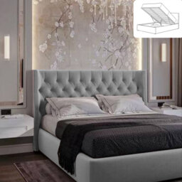 Rebeca Wingback Ottoman Storage Bed - Plush Velvet Gas Lift Bed Frame with Headboard