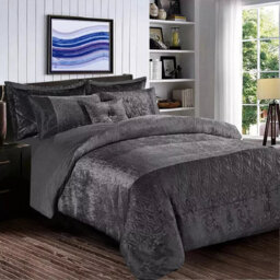 Santiago 3 Piece Crushed Velvet Duvet Cover Set Ultra Soft Luxurious and Easy Care Bedding