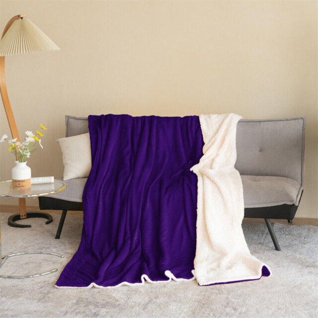 Diya Soft Sherpa Fleece Fur Thick Dual Sided Flannel Reversible Blanket Throw