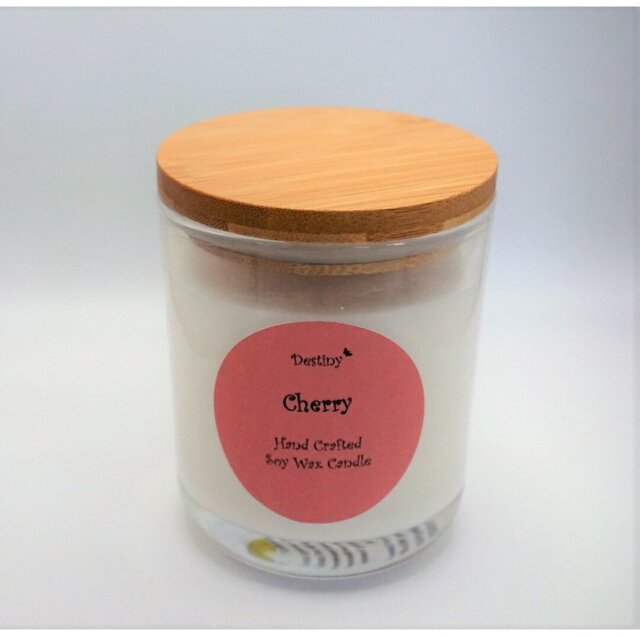 Cherry Scented Jar Candle with Glass Holder