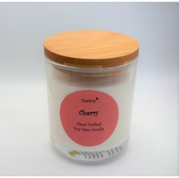 Cherry Scented Jar Candle with Glass Holder