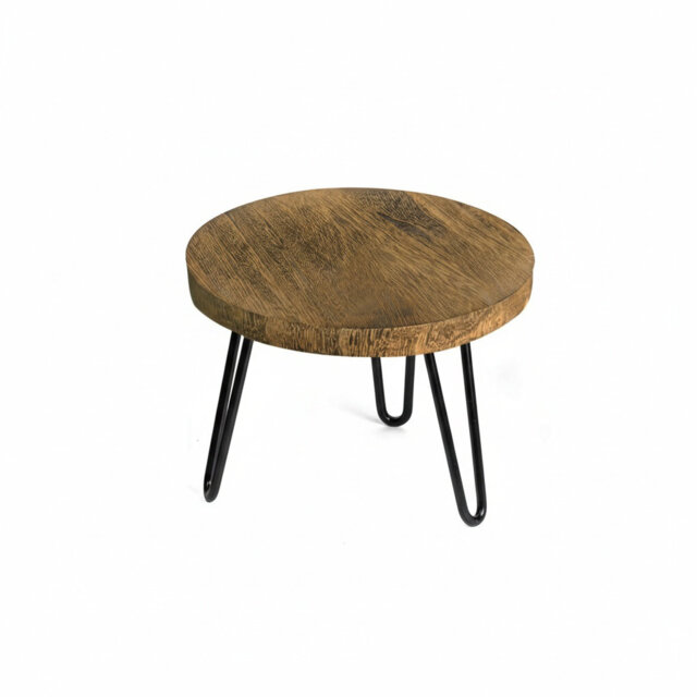 Elegant Mid-Century Wood Plant Stand with Sturdy Metal Legs