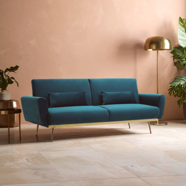 Doe 3 Seater Velvet Sofa Bed