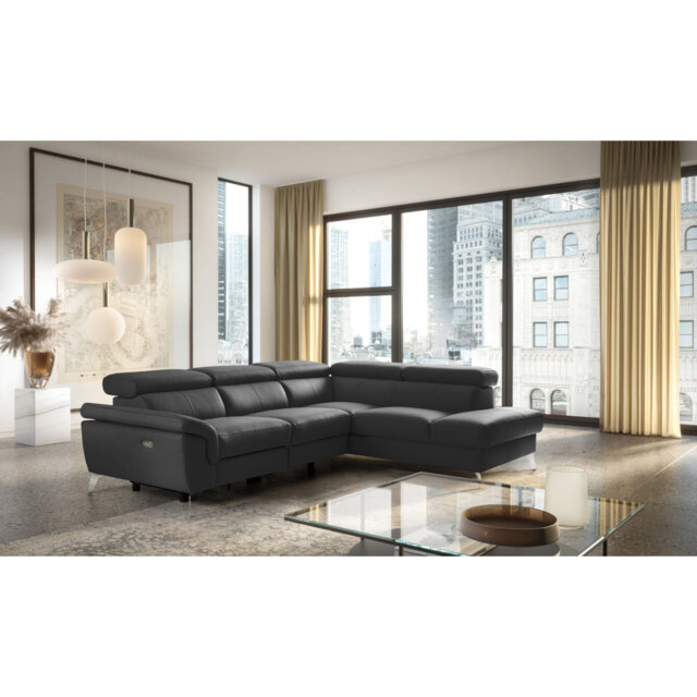 Manhattan Genuine Leather Reclining Corner Sofa