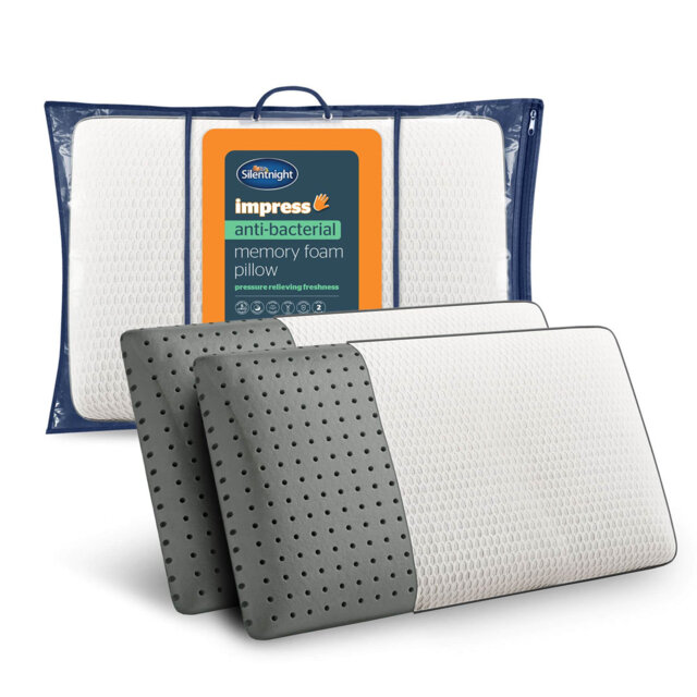Silentnight Impress Anti-Bacterial Memory Foam Pillow Pair, Charcoal infused
