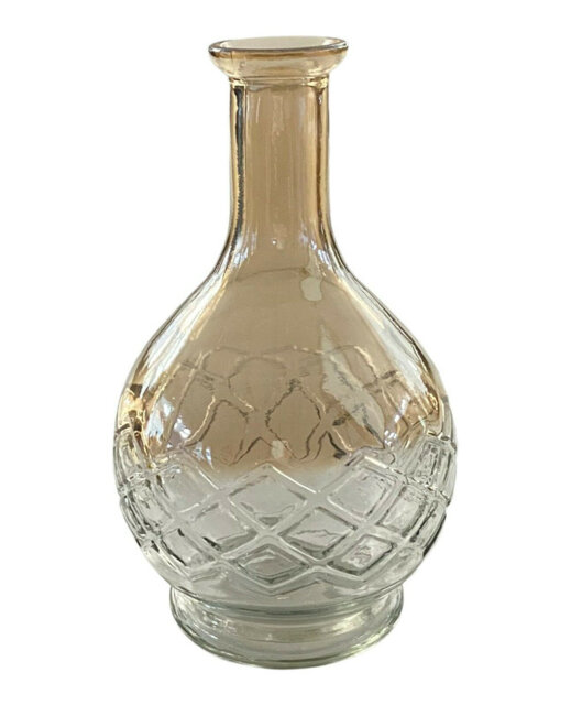21Cm Clear Glass Vase With Gold Tint Geometric Design Decorative Flower Bud Vase