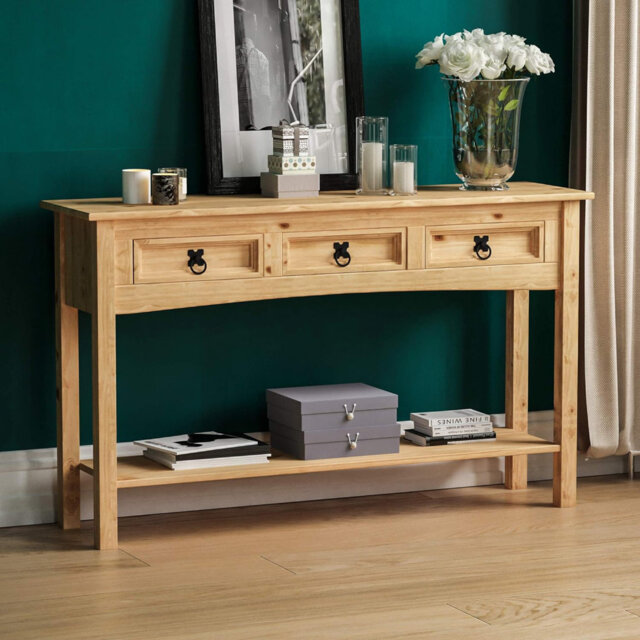 Achiles 116Cm 3 Drawer Solid Wood Console Table for Hallway & Living Room Furniture