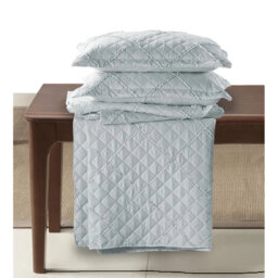 Modern Stylish Ruffle Bedspread Luxury Quilted  Box Pattern Comforter Throw Bedding Set With Pillow Shams
