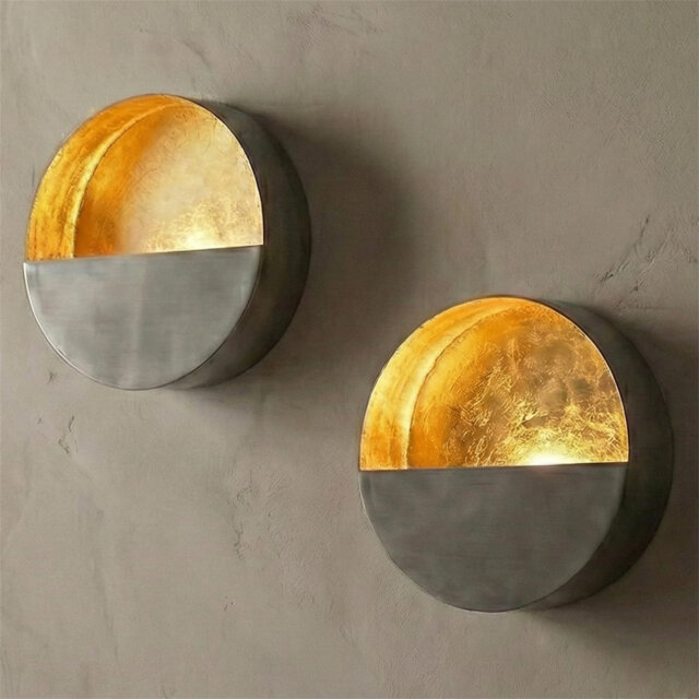 Eclipse Metal Wall Candle Holder Sconce Decoration - Set Of Two Handcrafted Decorative Tea Light Wall Sconces For Living Room, Bathroom, Dining Room G
