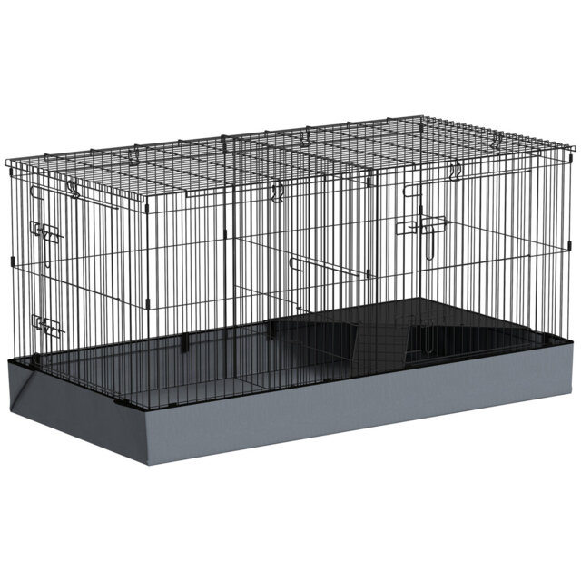 Guinea Pig Cage 2 in 1 Rabbit Cage Pet Playpen for Hedgehogs Black