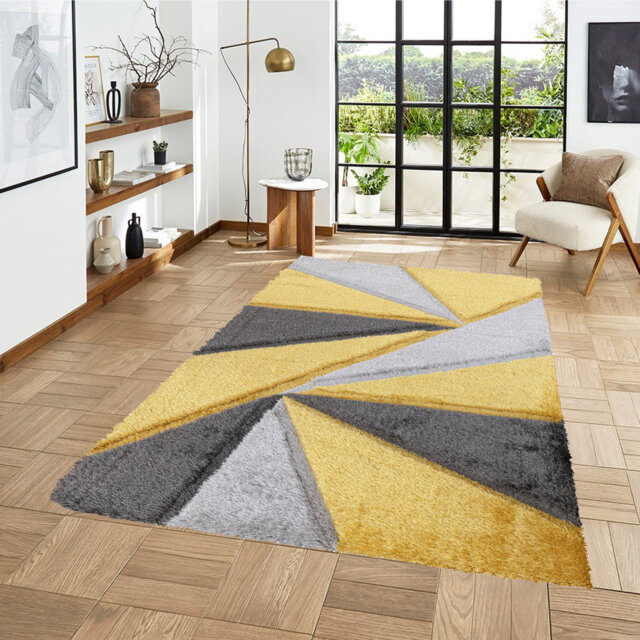 Todi Rug Carpet Runner Mat Geometric Machine Tufted Shag Indoor / Outdoor Area Rug