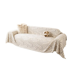 Soft Plush Sofa Cover With Non-Slip Backing, Washable Sofa Throw Cover 180 x 260 cm, Light Grey