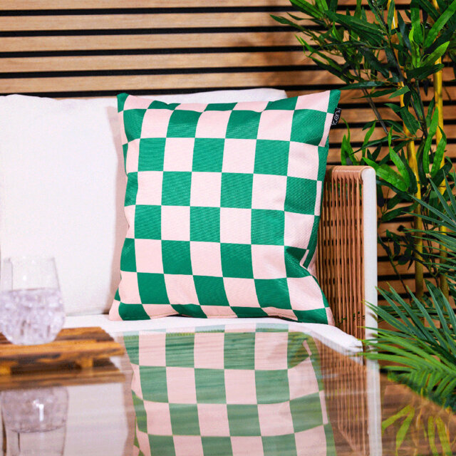 Checkerboard & Stripe Indoor-Outdoor Cushion