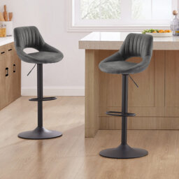 Swivel Upholstered Adjustable Height Counter Stool with Metal Frame
