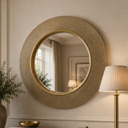 Aubry Round Ribbed Mirror Bevelled