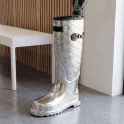 Boot-Shaped Aluminium Umbrella Stand, Silver