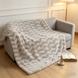 Faux Rabbit Fur & Flannel Weighted Throw Blanket, Ultra Soft & Cozy for Bedroom Living Room Décor