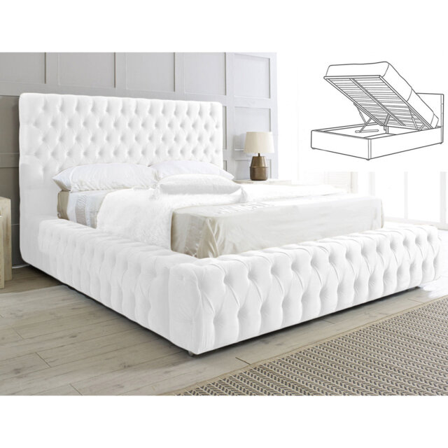 Elite Elegance Ambassador Ottoman Storage Bed - Premium Upholstered Velvet Bed Frame with Tall Headboard