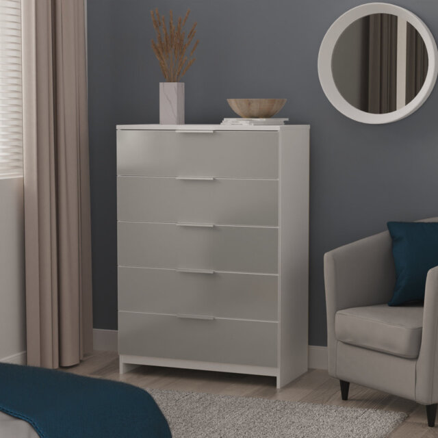 Fully Assembled Agel 5 - Drawer Chest of Drawers