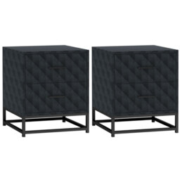 Bedside Tables Set Of 2, Modern Nightstand With 2 Drawers, Bedside Cabinet With Storage, Steel Legs, Grey