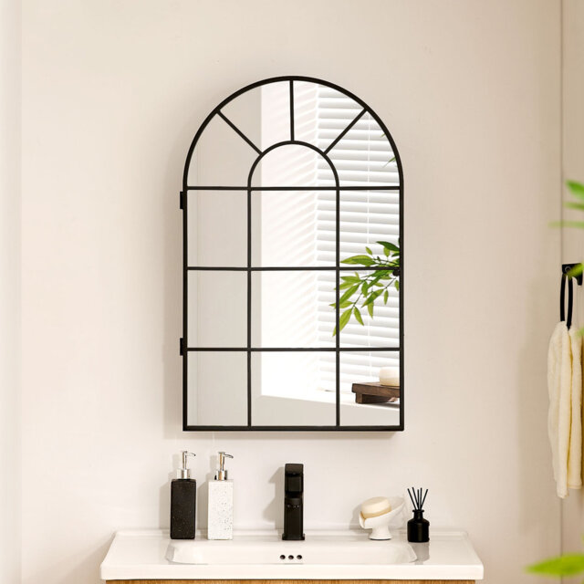 50 mm W 80 mm H Wall Mounted Framed Mirrored Bathroom Cabinets 3 Shelves with Mirror